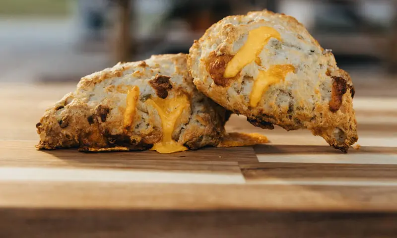 Cheddar scones with melted cheese at Good Fruit in Tampa